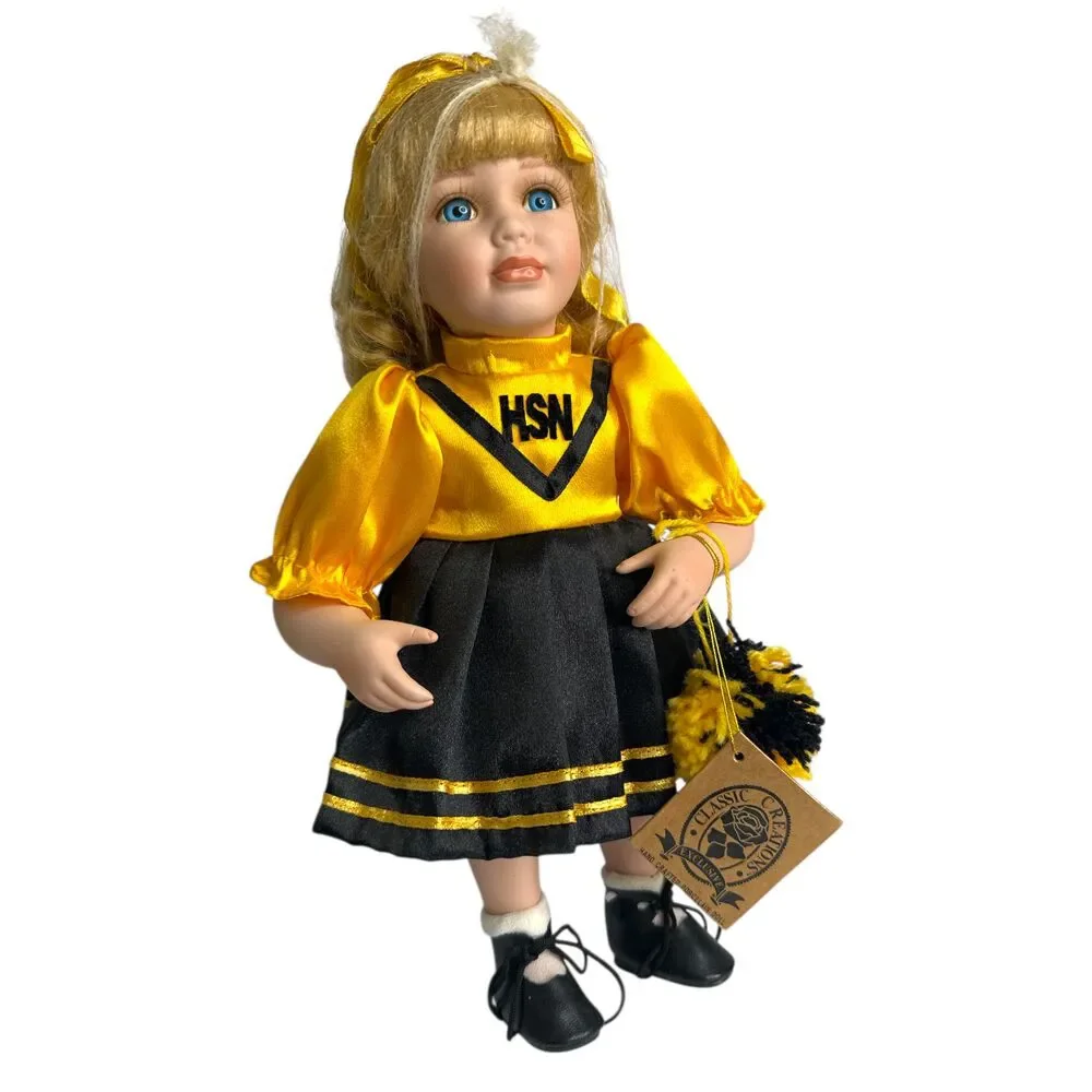 Vintage Tuss Dolls Cheerleader & Soccer Boy Set 1998 William Tung HSN